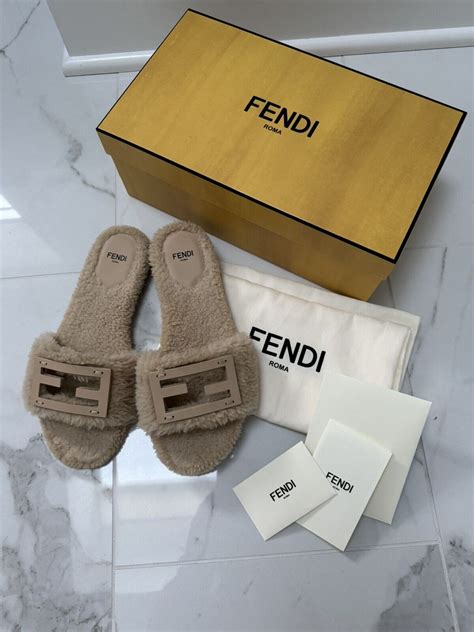 fendi shearling slides|Baguette .